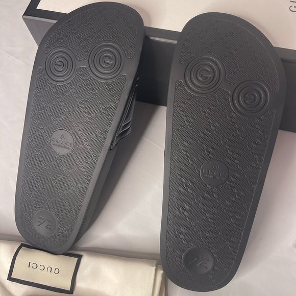 Gucci leather black slippers mens size US 6( Gucci size 6, women size US 8) new - Picture 10 of 16